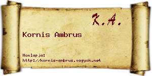 Kornis Ambrus névjegykártya